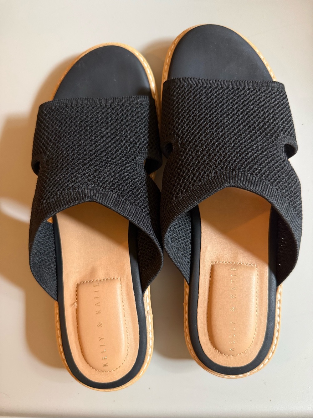 Kelly & Katie Black Knit Slide Sandals